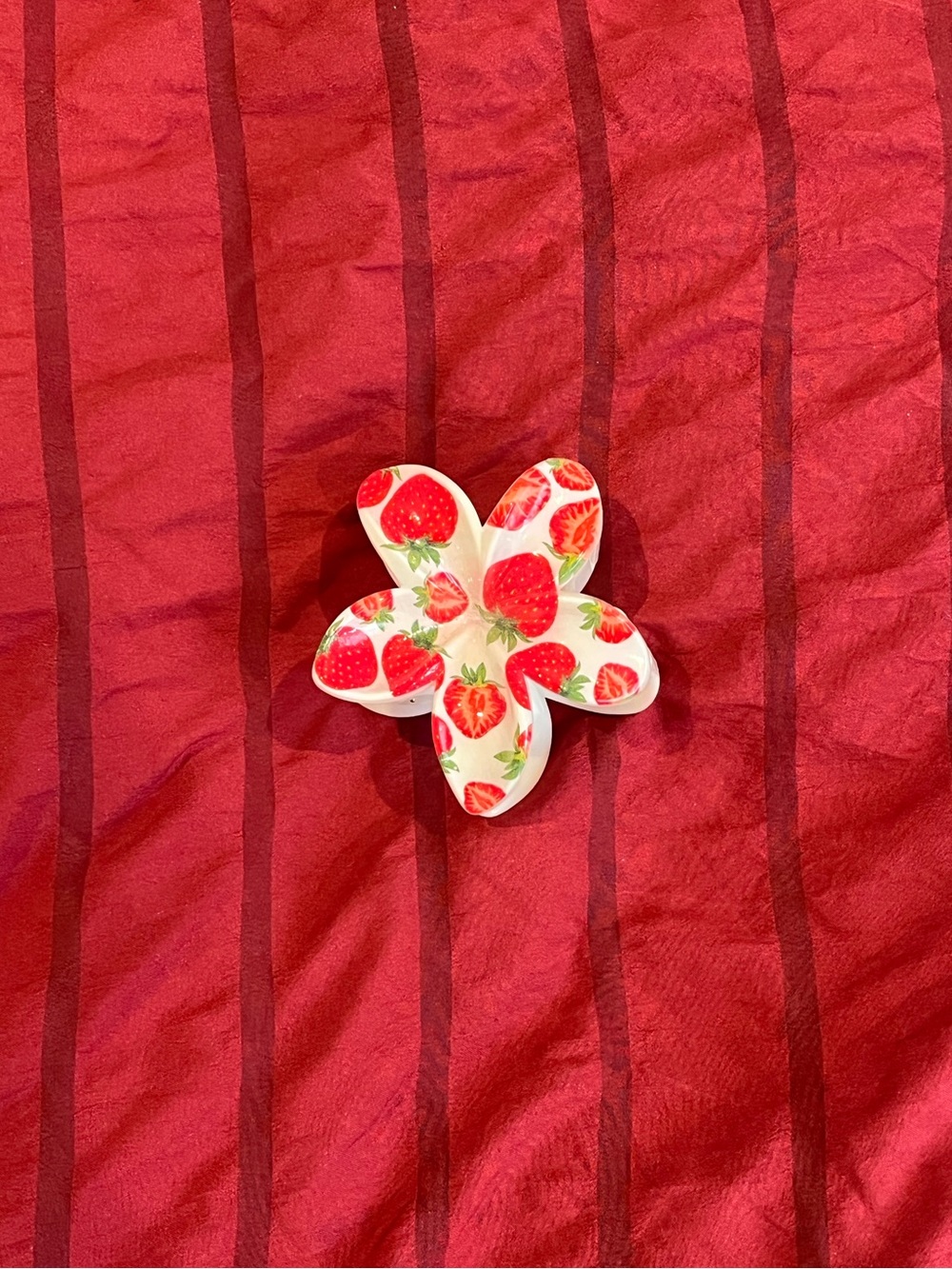 Classy Strawberry Print Flower Hair Clip | Cute Y2K Aesthetic
